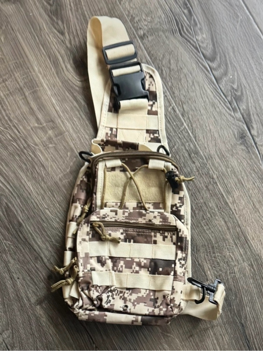 Source Unknown Desert Digital Camo Sling Backpack - Tan & Brown